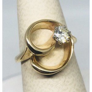 Signed Treasure .36 ct Round Diamond 14k Yellow Gold Ring